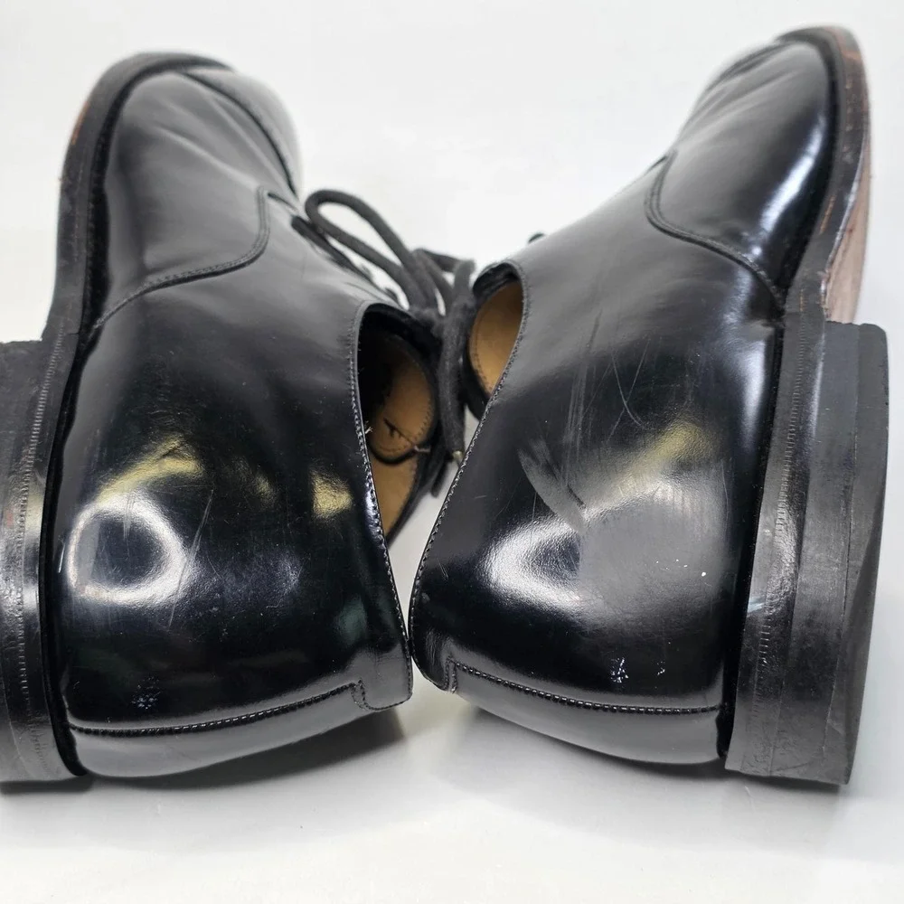Johnston & Murphy Men's 10.5 N Black Leather Cap-toe Oxford Dress Shoes